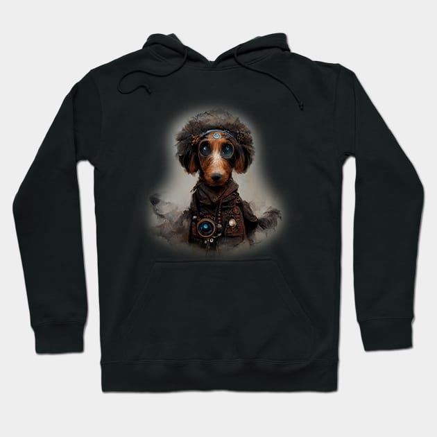 Dachshund Surreal Steampunk Artwork, Dog Lover Hoodie by maxdax